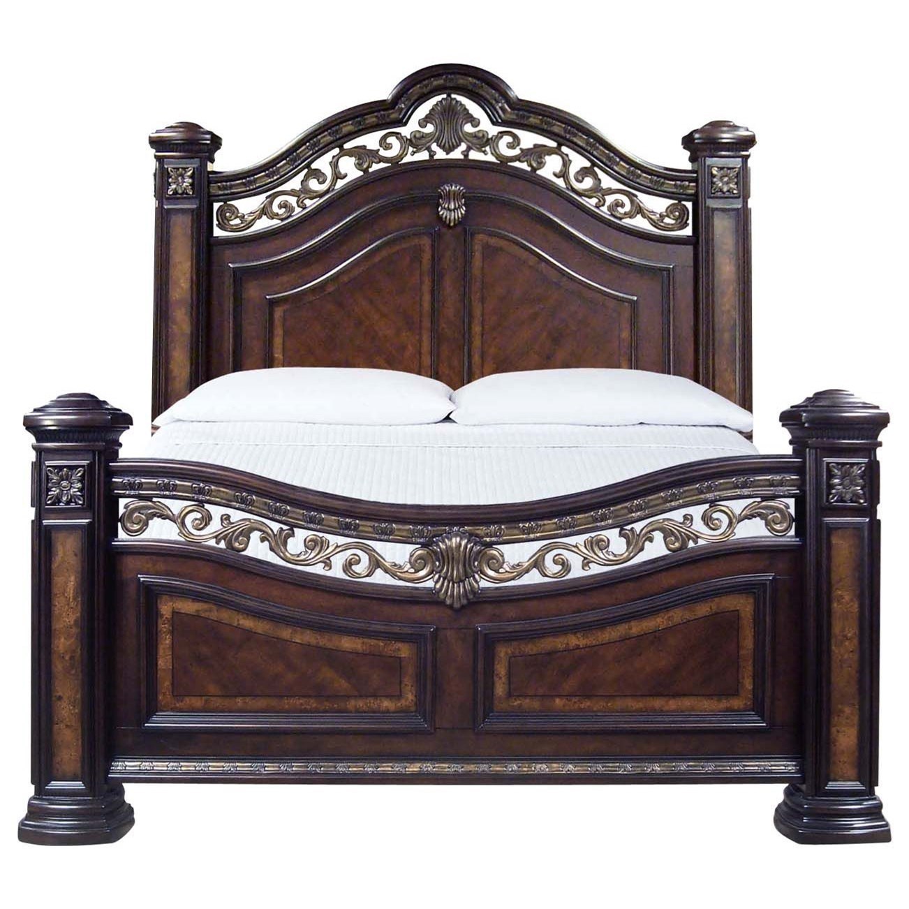 Prime Monte Carlo Traditional Queen Bed with Metal and Gold Accents Prime Brothers Furniture